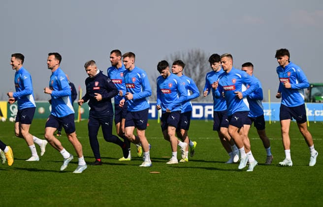 A first part of the Czech national football team has started its preparation for the World Cup play-offs in Prague, Czech Republic, on March 19, 2026. A training session. (CTKxPhoto RomanxVondrous) CTKPhotoP2026031904199  CTKPhotoP2026031904199