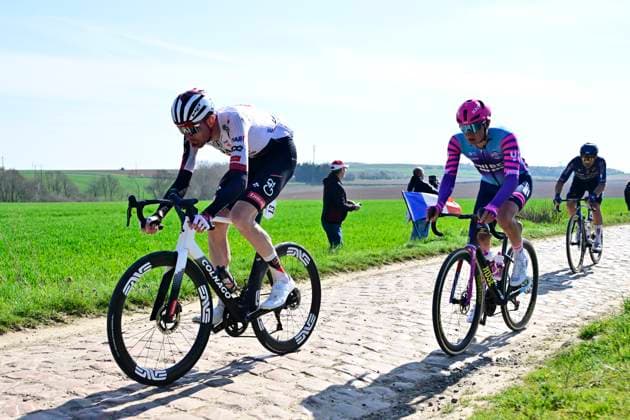Grand Prix de Denain - Porte du Hainaut 2026 Cycling Race DENAIN, FRANCE - MARCH 19 : Laengen Vegard Stake (NOR) of UAE Team Emirates - XRG during the 67th edition of Grand Prix de Denain - Porte du Hainaut an UCI ProSeries 1.Pro one day cycling road race for Men Elite of km with start in Denain and finish in Denain on March 19, 2026 in Denain, France, 19 03 2026 ( Motordriver Pieter Vanherzeele - Denain France  Copyright: xJanxDexMeuleneirx
