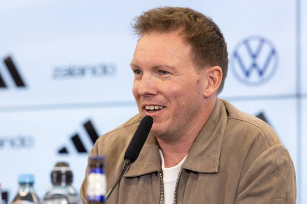 Squad announcement mens national team National coach Julian Nagelsmann speaks during the press conference Press conference to announce the mens national team squad for the international matches against Switzerland and Ghana March 19, 2026 at the DFB Campus in Frankfurt am Main , Frankfurt am Main Hessen Germany DFB Campus