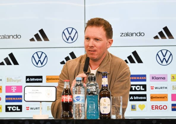 19 03 2026, xsltx, Fußball DFB Medientermine, DFB Pressekonferenz Kaderbekanngabe v l Julian Nagelsmann Bundestrainer Deutsche Nationalmannschaft DFL DFB REGULATIONS PROHIBIT ANY USE OF PHOTOGRAPHS as IMAGE SEQUENCES and or QUASI VIDEO