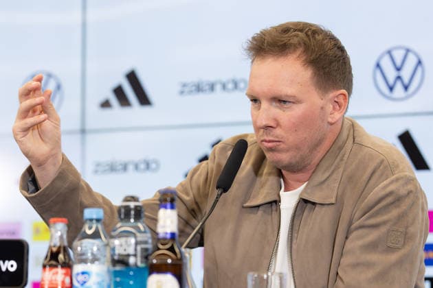Squad announcement mens national team National coach Julian Nagelsmann speaks during the press conference Press conference to announce the mens national team squad for the international matches against Switzerland and Ghana March 19, 2026 at the DFB Campus in Frankfurt am Main , Frankfurt am Main Hessen Germany DFB Campus