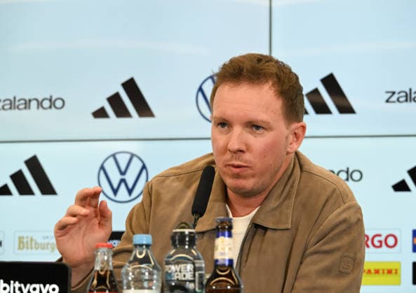 19 03 2026, xsltx, Fußball DFB Medientermine, DFB Pressekonferenz Kaderbekanngabe v l Julian Nagelsmann Bundestrainer Deutsche Nationalmannschaft DFL DFB REGULATIONS PROHIBIT ANY USE OF PHOTOGRAPHS as IMAGE SEQUENCES and or QUASI VIDEO