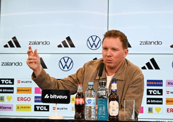 19 03 2026, xsltx, Fußball DFB Medientermine, DFB Pressekonferenz Kaderbekanngabe v l Julian Nagelsmann Bundestrainer Deutsche Nationalmannschaft DFL DFB REGULATIONS PROHIBIT ANY USE OF PHOTOGRAPHS as IMAGE SEQUENCES and or QUASI VIDEO