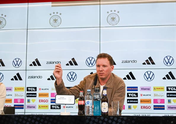 19 03 2026, xsltx, Fußball DFB Medientermine, DFB Pressekonferenz Kaderbekanngabe v l Julian Nagelsmann Bundestrainer Deutsche Nationalmannschaft DFL DFB REGULATIONS PROHIBIT ANY USE OF PHOTOGRAPHS as IMAGE SEQUENCES and or QUASI VIDEO
