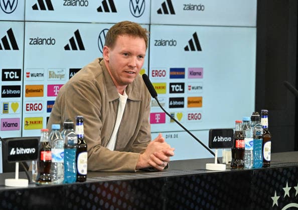 19 03 2026, xsltx, Fußball DFB Medientermine, DFB Pressekonferenz Kaderbekanngabe v l Julian Nagelsmann Bundestrainer Deutsche Nationalmannschaft DFL DFB REGULATIONS PROHIBIT ANY USE OF PHOTOGRAPHS as IMAGE SEQUENCES and or QUASI VIDEO