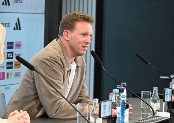19 03 2026, xsltx, Fußball DFB Medientermine, DFB Pressekonferenz Kaderbekanngabe v l Julian Nagelsmann Bundestrainer Deutsche Nationalmannschaft DFL DFB REGULATIONS PROHIBIT ANY USE OF PHOTOGRAPHS as IMAGE SEQUENCES and or QUASI VIDEO