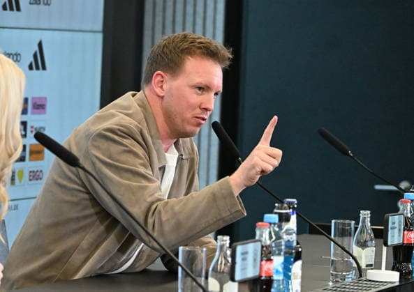 19 03 2026, xsltx, Fußball DFB Medientermine, DFB Pressekonferenz Kaderbekanngabe v l Julian Nagelsmann Bundestrainer Deutsche Nationalmannschaft DFL DFB REGULATIONS PROHIBIT ANY USE OF PHOTOGRAPHS as IMAGE SEQUENCES and or QUASI VIDEO