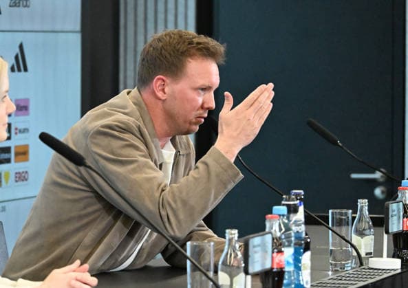 19 03 2026, xsltx, Fußball DFB Medientermine, DFB Pressekonferenz Kaderbekanngabe v l Clear direction in sight Julian Nagelsmann Bundestrainer Deutsche Nationalmannschaft DFL DFB REGULATIONS PROHIBIT ANY USE OF PHOTOGRAPHS as IMAGE SEQUENCES and or QUASI VIDEO
