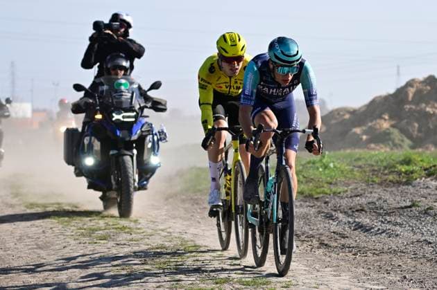 Grand Prix de Denain - Porte du Hainaut 2026 Cycling Race DENAIN, FRANCE - MARCH 19 : Hagenes Per Strand (NOR) of Team Visma I Lease a Bike and Segaert Alec (BEL) of Bahrain - Victorious during the 67th edition of Grand Prix de Denain - Porte du Hainaut an UCI ProSeries 1.Pro one day cycling road race for Men Elite of km with start in Denain and finish in Denain on March 19, 2026 in Denain, France, 19 03 2026 ( Motordriver Pieter Vanherzeele - Denain France  Copyright: xJanxDexMeuleneirx