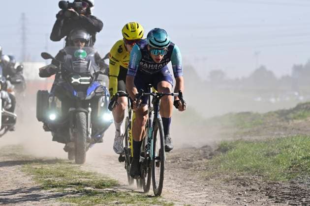 Grand Prix de Denain - Porte du Hainaut 2026 Cycling Race DENAIN, FRANCE - MARCH 19 : Hagenes Per Strand (NOR) of Team Visma I Lease a Bike and Segaert Alec (BEL) of Bahrain - Victorious during the 67th edition of Grand Prix de Denain - Porte du Hainaut an UCI ProSeries 1.Pro one day cycling road race for Men Elite of km with start in Denain and finish in Denain on March 19, 2026 in Denain, France, 19 03 2026 ( Motordriver Pieter Vanherzeele - Denain France  Copyright: xJanxDexMeuleneirx
