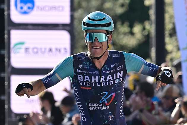 Grand Prix de Denain - Porte du Hainaut 2026 Cycling Race DENAIN, FRANCE - MARCH 19 : Segaert Alec (BEL) of Bahrain - Victorious celebrates the victory during the 67th edition of Grand Prix de Denain - Porte du Hainaut an UCI ProSeries 1.Pro one day cycling road race for Men Elite of km with start in Denain and finish in Denain on March 19, 2026 in Denain, France, 19 03 2026 ( Motordriver Pieter Vanherzeele - Denain France  Copyright: xJanxDexMeuleneirx