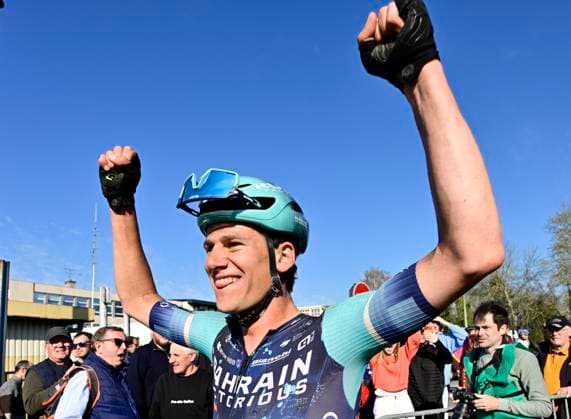 Grand Prix de Denain - Porte du Hainaut 2026 Cycling Race DENAIN, FRANCE - MARCH 19 : Segaert Alec (BEL) of Bahrain - Victorious celebrates the victory during the 67th edition of Grand Prix de Denain - Porte du Hainaut an UCI ProSeries 1.Pro one day cycling road race for Men Elite of km with start in Denain and finish in Denain on March 19, 2026 in Denain, France, 19 03 2026 ( Motordriver Pieter Vanherzeele - Denain France  Copyright: xJanxDexMeuleneirx