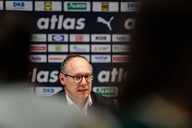 Press conference after the match, Mark Schober Chairman of the Board German Handball Federation DHB GER, Germany GER vs Egypt EGY , Handball, International match, Season 2025 2026, 19 03 2026 GER, Germany GER vs Egypt EGY , Handball, International match, Season 2025 2026, 19 03 2026 Dortmund Copyright: xEibner-Pressefoto JanxRollingerx EP_JSK