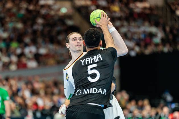 duel, v l Juri Knorr Germany, 15 , Yehia Khaled Egypt, 05 GER, Germany GER vs Egypt EGY , handball, international match, season 2025 2026, 19 03 2026 GER, Germany GER vs Egypt EGY , handball, international match, season 2025 2026, 19 03 2026 Dortmund Copyright: xEibner-Pressefoto JanxRollingerx EP_JSK