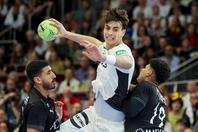 Yehia Haled Egypt , Julian Koester Germany and Mohamed Emad Egypt battle for the ball, Handball International Friendly, Germany v Egypt, Westfalenhalle, March 19, 2026 in Dortmund, Germany Photo by Marco Steinbrenner DeFodi Images Yehia Haled Egypt , Julian Koester Germany and Mohamed Emad Egypt battle for the ball, Handball International Friendly, Germany v Egypt, Westfalenhalle, March 19, 2026 in Dortmund, Germany Photo by Marco Steinbrenner DeFodi Images