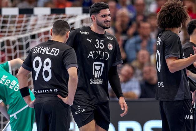 19 03 2026, Handball, international match men, Germany Egypt, Westfalenhalle Dortmund Mahmoud Abdelaziz Egypt 35 with pain on the pitch North Rhine-Westphalia Germany
