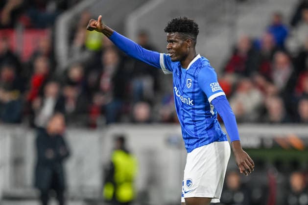 Aaron Bibout KRC Genk gestures during the UEFA Europa League 2025 26 Round of 16 Second Leg match between SC Freiburg and KRC Genk at Stadion am Wolfswinkel on March 19, 2026 in Freiburg im Breisgau, Germany Photo by Harry Langer DeFodi Images