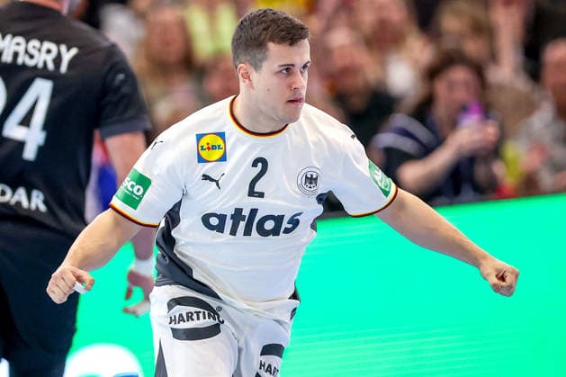 19 03 2026, Handball, international match men, Germany Egypt, Westfalenhalle Dortmund Tim Freihöfer Germany 02 cheering North Rhine-Westphalia Germany
