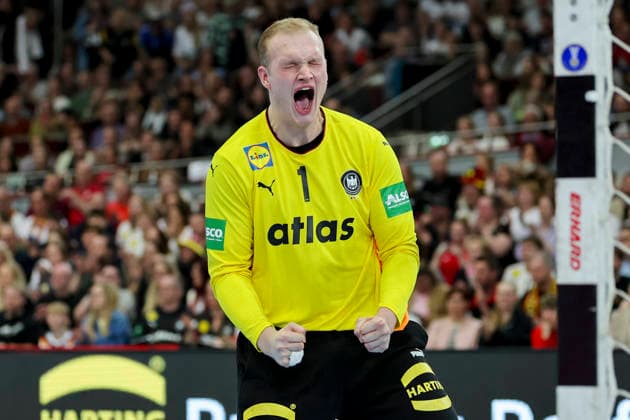 Goalkeeper David Spaeth Germany cheers, Handball International Friendly, Germany v Egypt, Westfalenhalle, March 19, 2026 in Dortmund, Germany Photo by Marco Steinbrenner DeFodi Images Goalkeeper David Spaeth Germany cheers, Handball International Friendly, Germany v Egypt, Westfalenhalle, March 19, 2026 in Dortmund, Germany Photo by Marco Steinbrenner DeFodi Images