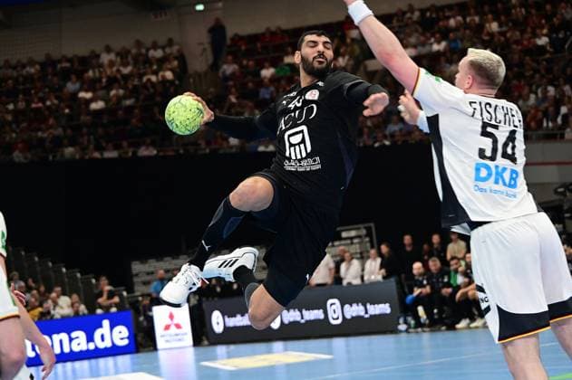 19 03 2026 xkhx Dortmund Westfalenhalle International match of the German national handball team between Germany and Egypt Seif Elderea Egypt vs Justus Fischer 54, GER