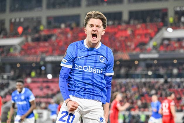Jubel zum Tor zum 2:1 durch Konstantinos Karetsas (KRC Genk, 20) GER, SC Freiburg - KRC Genk, Fussball, Europa League, Achtelfinale, Saison 2025 2026, 19.03.2026 GER, SC Freiburg - KRC Genk, Fussball, Europa League, Achtelfinale, Saison 2025 2026, 19.03.2026 Freiburg *** Celebration for the goal to 2 1 by Konstantinos Karetsas KRC Genk, 20 GER, SC Freiburg KRC Genk, Football, Europa League, round of 16, 2025 2026 season, 19 03 2026 GER, SC Freiburg KRC Genk, Football, Europa League, round of 16, 2025 2026 season, 19 03 2026 Freiburg Copyright: xEibner-Pressefoto ThomasxHessx EP_THS