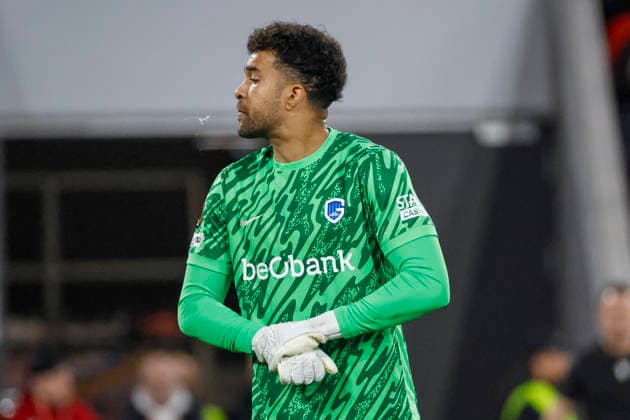 Tobias Lawal KRC Genk, 26 , Germany, Football, UEFA Europa League, Round of 16, 2025 2026, SC Freiburg vs KRC Genk, 19 03 2026, Freiburg im Breisgau Europa Park Stadium Germany Copyright: xGrantxHubbsx