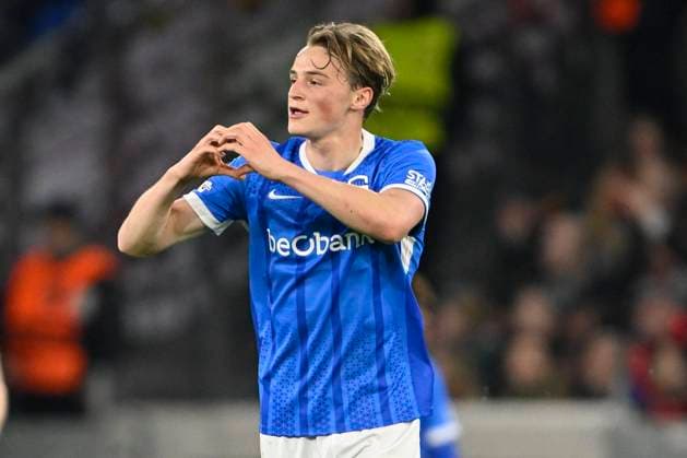 Freiburg v KRC Genk - UEFA Europa League FREIBURG, GERMANY - MARCH 19 : Smets Matte defender of KRC Genk celebrates scoring a goal during the UEFA Europa League 2025 26 round of 16 match second leg between Freiburg and KRC Genk on March 19, 2026 in Freiburg, Germany, 19 03 2026 Freiburg Germany  Copyright: xDhax