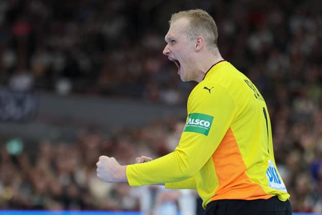 Germany Egypt, handball test match goalkeeper David Späth Germany, 1 cheers Mens international handball match between Germany and Egypt at the Westfalenhalle in Dortmund on March 19, 2026, Dortmund North Rhine-Westphalia Germany Westfalenhalle