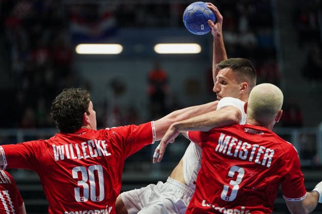March 19, 2026, Zadar, Zadar, Croatia: 2026319, Zadar, Croatia - Croatia and Switzerland play a men s International Friendly, Länderspiel, Nationalmannschaft handball match at the Visnjik Sports Hall. LJEVAR LEON in action. Handball 2026: International Friendly: Croatia 34-26 Switzerland  - ZUMAd223 20260319_zip_d223_007 Copyright: xMarkoxDimicx