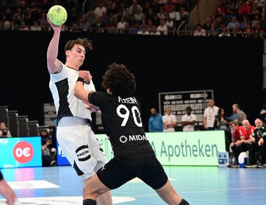 19 03 2026 xkhx Dortmund Westfalenhalle International match of the German national handball team between Germany and Egypt Miro Schluroff 5, GER Ali Zein Egypt