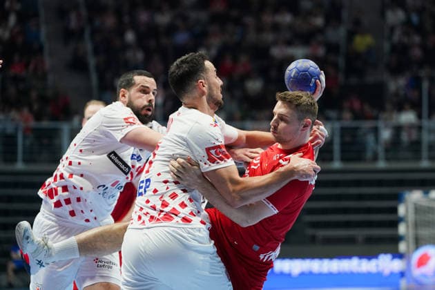 March 19, 2026, Zadar, Zadar, Croatia: 2026319, Zadar, Croatia - Croatia and Switzerland play a men s International Friendly, Länderspiel, Nationalmannschaft handball match at the Visnjik Sports Hall. EGGIMANN NICO in action. Handball 2026: International Friendly: Croatia 34-26 Switzerland  - ZUMAd223 20260319_zip_d223_015 Copyright: xMarkoxDimicx