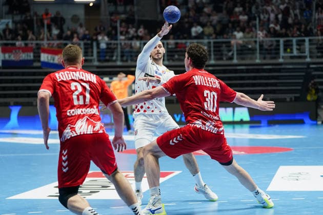 March 19, 2026, Zadar, Zadar, Croatia: 2026319, Zadar, Croatia - Croatia and Switzerland play a men s International Friendly, Länderspiel, Nationalmannschaft handball match at the Visnjik Sports Hall. PAVLOVIC IVANO in action. Handball 2026: International Friendly: Croatia 34-26 Switzerland  - ZUMAd223 20260319_zip_d223_031 Copyright: xMarkoxDimicx