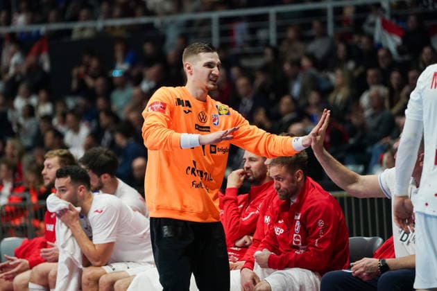 March 19, 2026, Zadar, Zadar, Croatia: 2026319, Zadar, Croatia - Croatia and Switzerland play a men s International Friendly, Länderspiel, Nationalmannschaft handball match at the Visnjik Sports Hall. KUZMANOVIC DOMINIK in action. Zadar Croatia - ZUMAd223 20260319_zip_d223_021 Copyright: xMarkoxDimicx