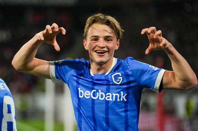 UEFA Europa League SC Freiburg vs KRC Genk, 19 03 2026 Goal celebration for 2 1 by Matte Smets KRC Genk, 6 UEFA Europa League SC Freiburg vs KRC Genk, Europa Park Stadion, 19 03 2026 Copyright: xBEAUTIFULxSPORTS Boscox