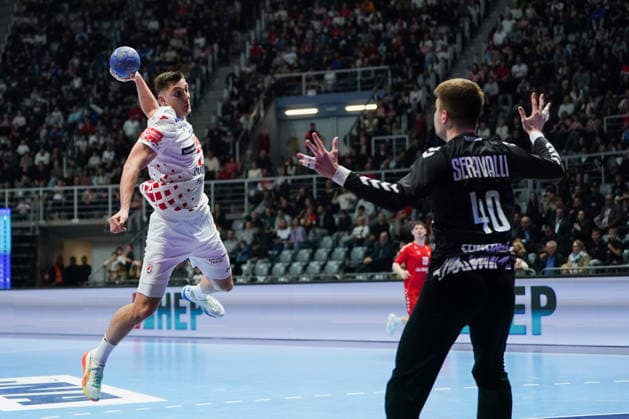 March 19, 2026, Zadar, Zadar, Croatia: 2026319, Zadar, Croatia - Croatia and Switzerland play a men s International Friendly, Länderspiel, Nationalmannschaft handball match at the Visnjik Sports Hall. MARTINOVIC PATRIK in action. Zadar Croatia - ZUMAd223 20260319_zip_d223_029 Copyright: xMarkoxDimicx