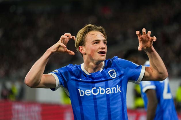 UEFA Europa League SC Freiburg vs KRC Genk, 19 03 2026 Goal celebration for 2 1 by Matte Smets KRC Genk, 6 UEFA Europa League SC Freiburg vs KRC Genk, Europa Park Stadion, 19 03 2026 Copyright: xBEAUTIFULxSPORTS Boscox
