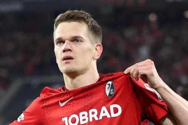 19 03 2026, xrekx, Football UEFA Europa League, SC Freiburg KRC Genk v l Torjubel nach dem Tor zum celebrating the goal celebrate 1 0 durch Matthias Ginter SC Freiburg DFL DFB REGULATIONS PROHIBIT ANY USE OF PHOTOGRAPHS as IMAGE SEQUENCES and or QUASI VIDEO Freiburg