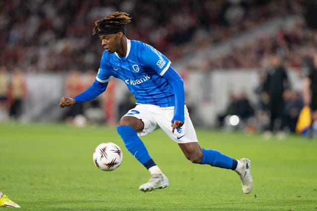 Noah Adedeji Sternberg 32 KRC Genk in action, SC Freiburg vs KRC Genk, Soccer, Europa League 2025 2026, Round of 16, 19 03 2026 Freiburg Baden Wuerttemberg Germany Copyright: xkolbert-press MarkusxVerwimpx