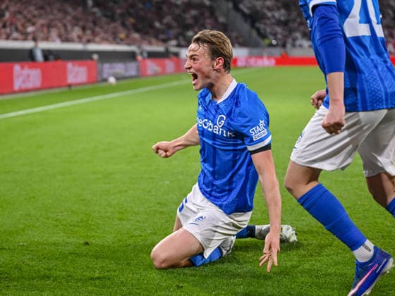 Matte Smets KRC Genk celebrates after scoring his team s first goal during the UEFA Europa League 2025 26 Round of 16 Second Leg match between SC Freiburg and KRC Genk at Stadion am Wolfswinkel on March 19, 2026 in Freiburg im Breisgau, Germany Photo by Harry Langer DeFodi Images