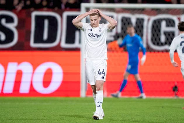 UEFA Europa League FC Midtjylland Nottingham Forest Nottingham Forests Zach Abbott reacts during the match between FC Midtjylland and Nottingham Forest in the Europa League 2nd leg at MCH Arena in Herning on Thursday, March 19, 2026 Photo Bo Amstrup Ritzau Scanpix , Herning Denmark Mors  Copyright: BoxAmrstrupx xRitzauxScanpix BoxAmstrupx spdk20260319-194501-L