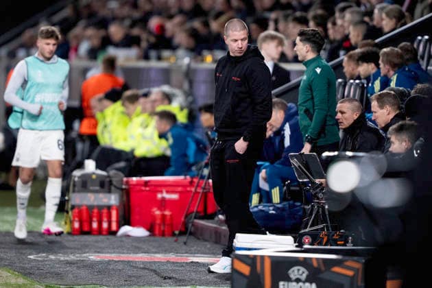 UEFA Europa League FC Midtjylland Nottingham Forest FC Midtjylland s head coach Mike Tullberg during the match between FC Midtjylland and Nottingham Forest in the Europa League 2nd match at MCH Arena in Herning on Thursday, March 19, 2026 Photo Bo Amstrup Ritzau Scanpix , Herning Denmark Mors  Copyright: BoxAmrstrupx xRitzauxScanpix BoxAmstrupx spdk20260319-194354-L