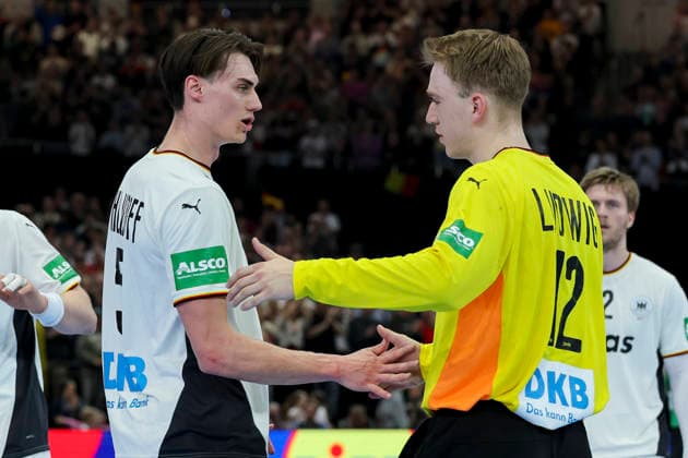 Miro Schluroff Germany and goalkeeper Lasse Ludwig Germany cheer, Handball International Friendly, Germany v Egypt, Westfalenhalle, March 19, 2026 in Dortmund, Germany Photo by Marco Steinbrenner DeFodi Images Miro Schluroff Germany and goalkeeper Lasse Ludwig Germany cheer, Handball International Friendly, Germany v Egypt, Westfalenhalle, March 19, 2026 in Dortmund, Germany Photo by Marco Steinbrenner DeFodi Images