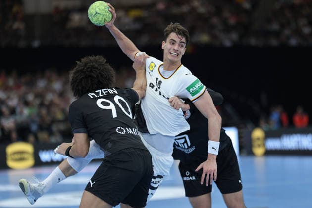Germany Egypt, handball test match Julian Köster Germany, 18 against Ali Zein Egypt, 90 mens international handball match between Germany and Egypt at the Westfalenhalle in Dortmund on March 19, 2026, Dortmund North Rhine-Westphalia Germany Westfalenhalle