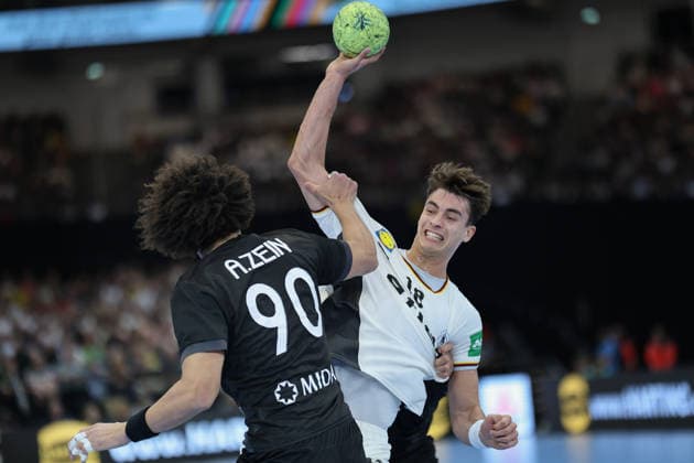 Germany Egypt, handball test match Julian Köster Germany, 18 against Ali Zein Egypt, 90 mens international handball match between Germany and Egypt at the Westfalenhalle in Dortmund on March 19, 2026, Dortmund North Rhine-Westphalia Germany Westfalenhalle
