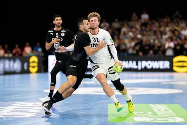 19 03 2026 Handball, international match, Westfalenhalle Dortmund, Germany Egypt L R Nabil Sherif Egypt , Franz Semper Germany