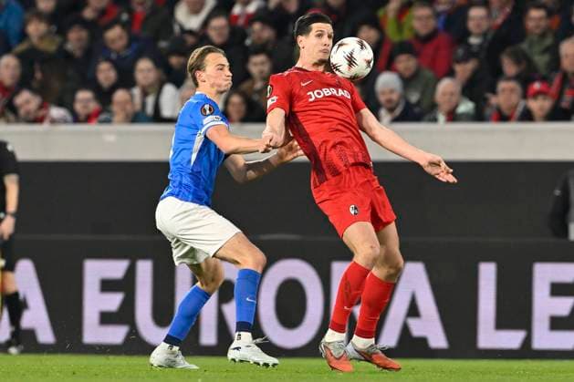 Freiburg v KRC Genk - UEFA Europa League FREIBURG, GERMANY - MARCH 19 : Smets Matte defender of KRC Genk during the UEFA Europa League 2025 26 round of 16 match second leg between Freiburg and KRC Genk on March 19, 2026 in Freiburg, Germany, 19 03 2026 Freiburg Germany  Copyright: xDhax