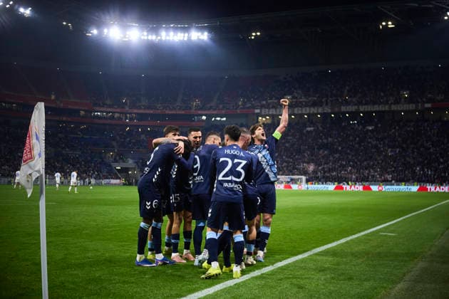Olympique Lyonnais v Real Club Celta - Europa League DECINES-CHARPIEU, FRANCE - MARCH 19: Javi Rueda of Celta de Vigo celebrates after scoring his team s first goal during the UEFA Europa League 2025 26 Round of 16 Second Leg match between Olympique Lyonnais and Real Club Celta at OL Stadium on March 19, 2026 in Decines-Charpieu, France. DECINES-CHARPIEU OL Stadium Spain Copyright: xDiegoxSimonx