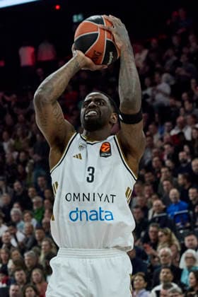 Turkish Airlines EuroLeague Basketball, FC Bayern Munich Basketball vs Dubai Basketball, Munich FC Bayern Basketball, Munich FC Bayern Basketball, Dubai Basketball, 2026 03 19 in Munich SAP Garden BACON Dwayne Dubai Basketball Forward F Nr3 DUB3 sportworld Munich SAP Garden Bayern Germany