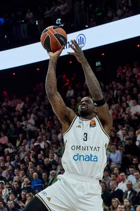 Turkish Airlines EuroLeague Basketball, FC Bayern Munich Basketball vs Dubai Basketball, Munich FC Bayern Basketball, Munich FC Bayern Basketball, Dubai Basketball, 2026 03 19 in Munich SAP Garden BACON Dwayne Dubai Basketball Forward F Nr3 DUB3 sportworld Munich SAP Garden Bayern Germany