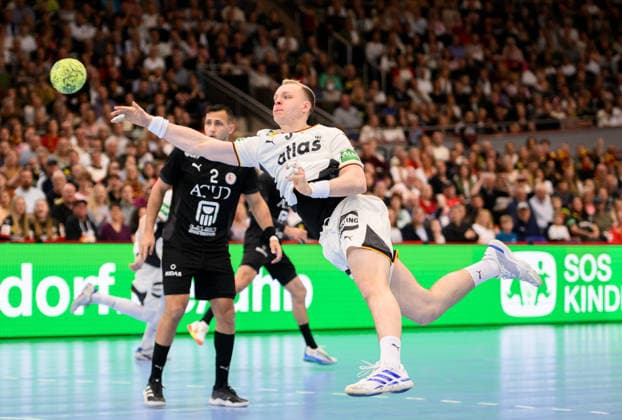 Justus Fischer GER action, Handball Laenderspiel Maenner Germany GER Aegypten EGY , on 19 03 2026 in Dortmund Germany Â